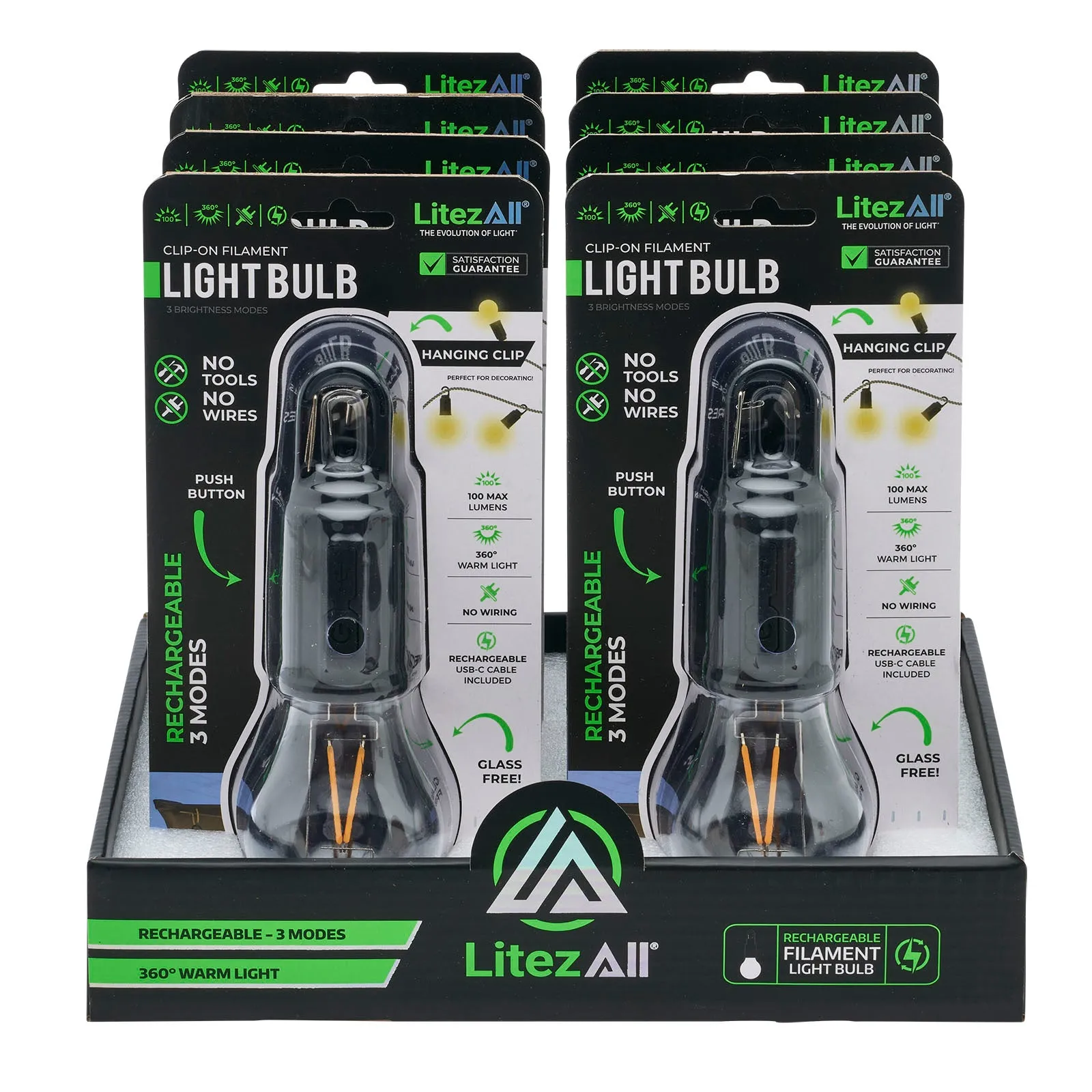 LitezAll Rechargeable Warm White Bulb with Carabiner