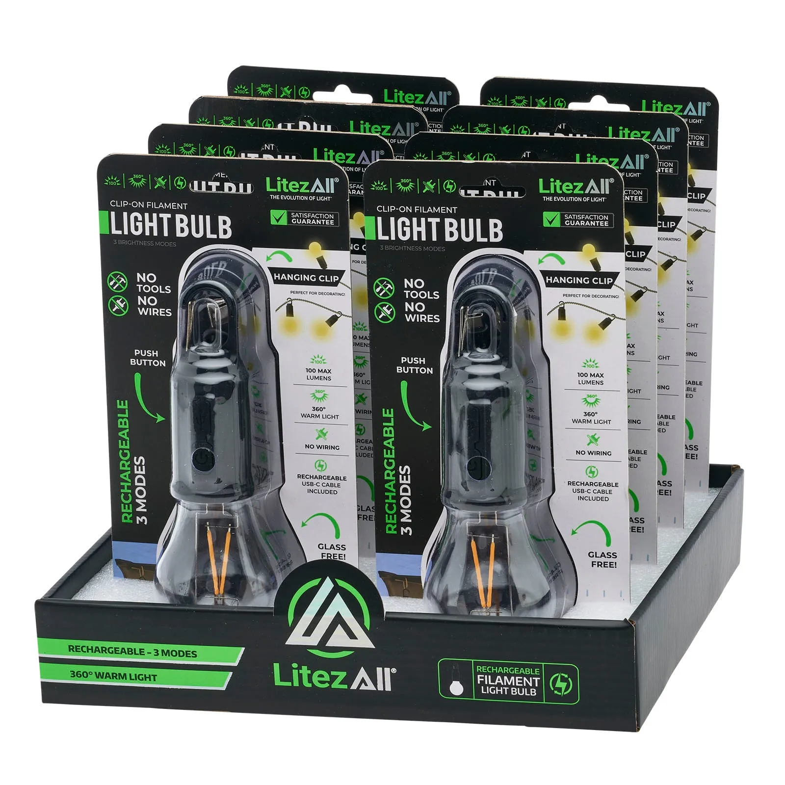 LitezAll Rechargeable Warm White Bulb with Carabiner