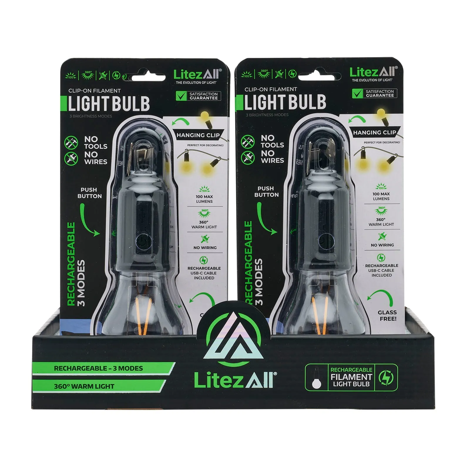 LitezAll Rechargeable Warm White Bulb with Carabiner