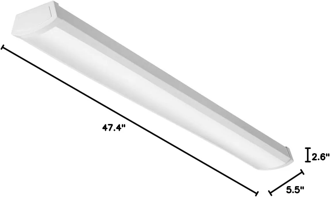 Lithonia Lighting 4 Foot LED Light Fixture, Low-Profile LED Wraparound Flush Mount Ceiling Light, 3500K Neutral White, 120V, 48-Inch (FMLWL 48 835)