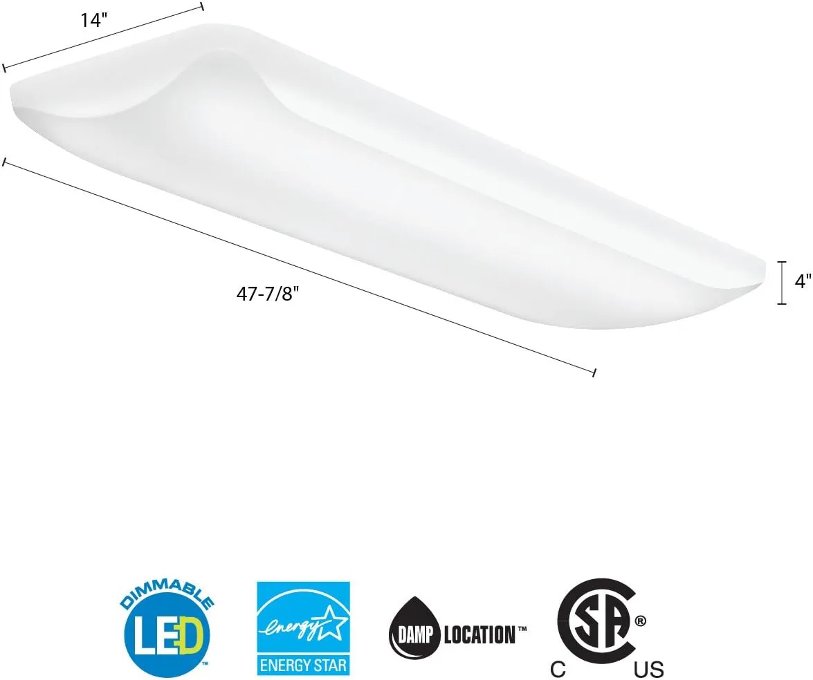 Lithonia Lighting 80CRI FMLL 14IN 40K 80 CRI LED Rectangle 48 14-Inch Puff Flushmount, 5000 Lumens, White, 14 inch wide, 4000K
