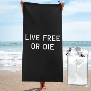 Live Free Or Die Beach Towel with Travel Bag 27.5"x55" Quick Dry Sand Free Lightweight Large Oversized Towels Light Vacation Essentials