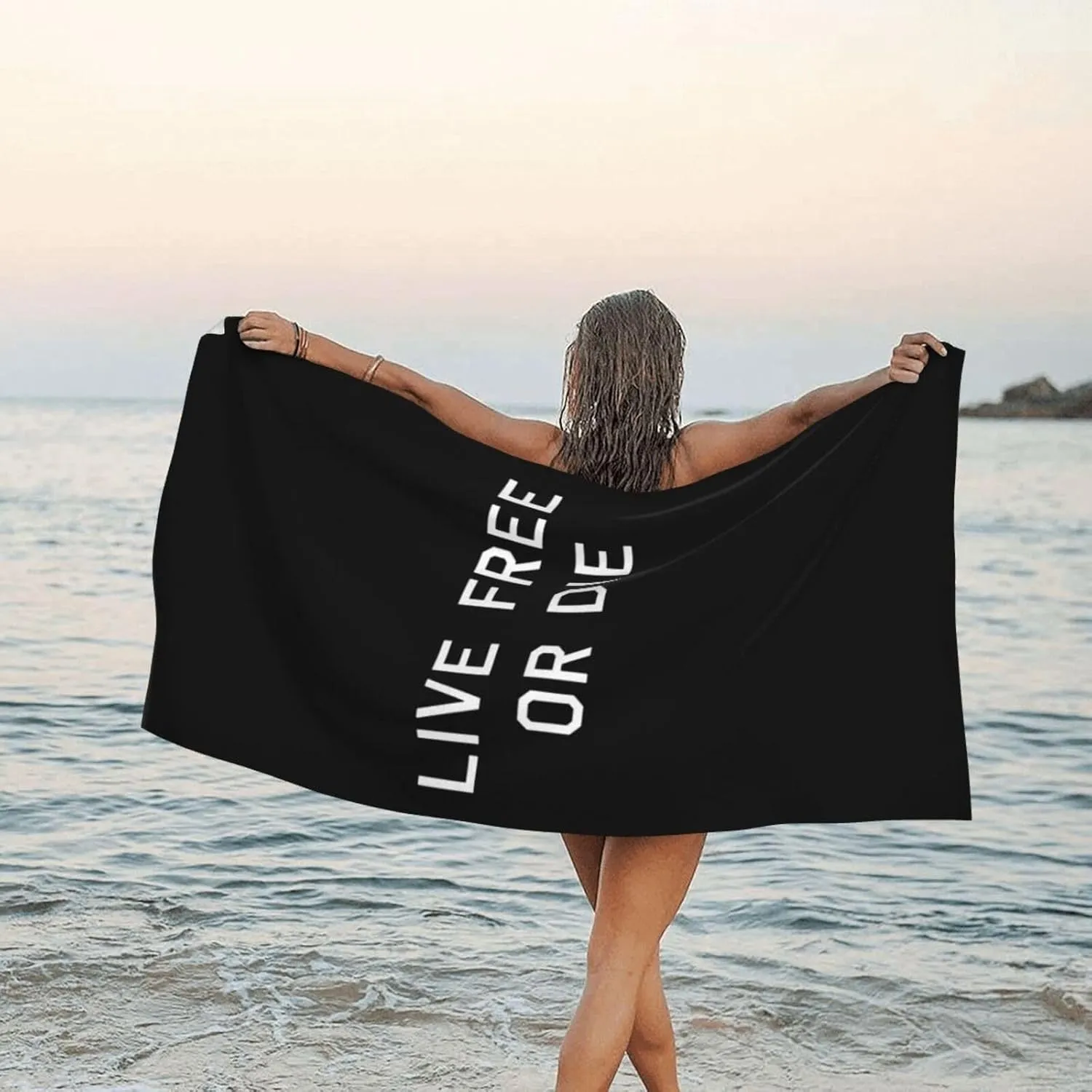 Live Free Or Die Beach Towel with Travel Bag 27.5"x55" Quick Dry Sand Free Lightweight Large Oversized Towels Light Vacation Essentials