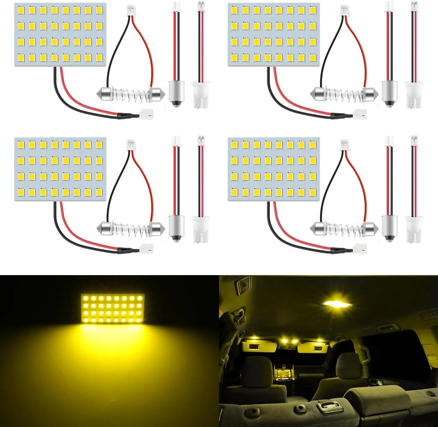 LivTee LED Interior Car Lights Accessories with 194 168 T10 / DE3175 / BA9S / 6418/211-2 578 Festoon Replacement Lighting for Cars Trucks Camper, Led Interior Lights Map Trunk Dome Lights, Gold