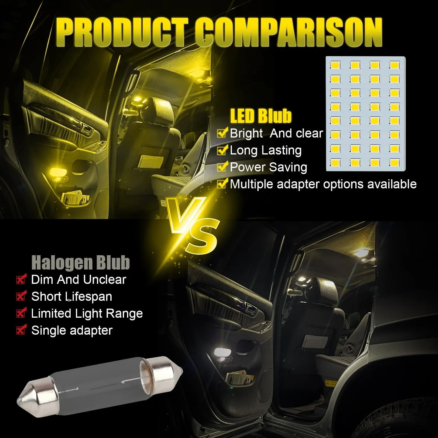 LivTee LED Interior Car Lights Accessories with 194 168 T10 / DE3175 / BA9S / 6418/211-2 578 Festoon Replacement Lighting for Cars Trucks Camper, Led Interior Lights Map Trunk Dome Lights, Gold