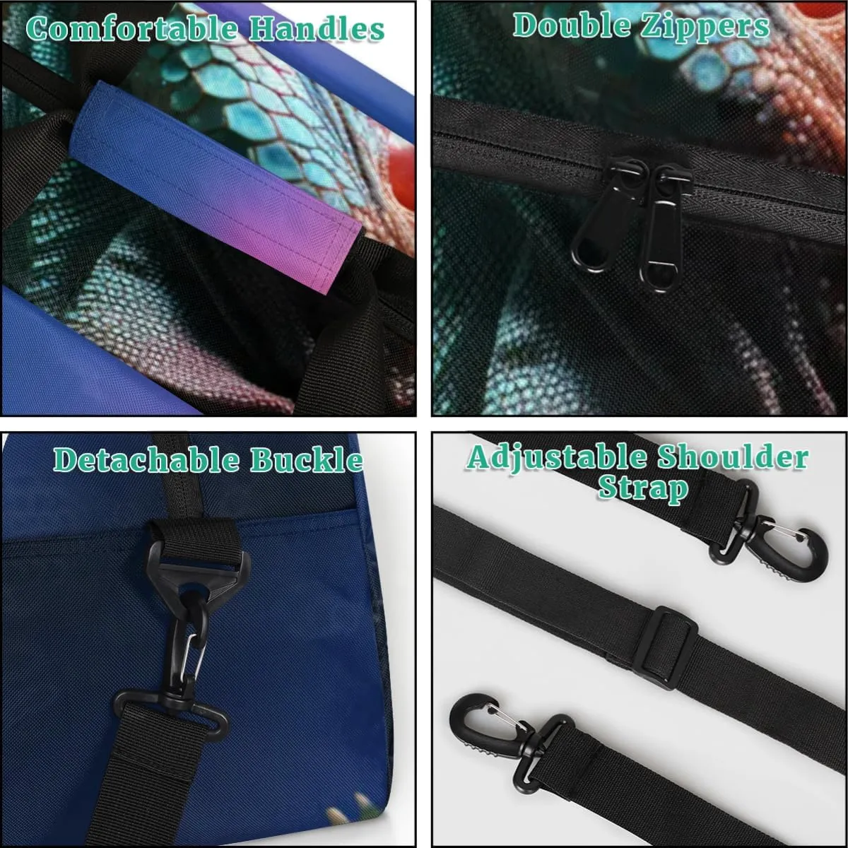 Lizard Printing Personalized Kids Gym Bag Custom Name Sport Duffel Bag Dance Ballet Bag for Girls Practice Workout Bag