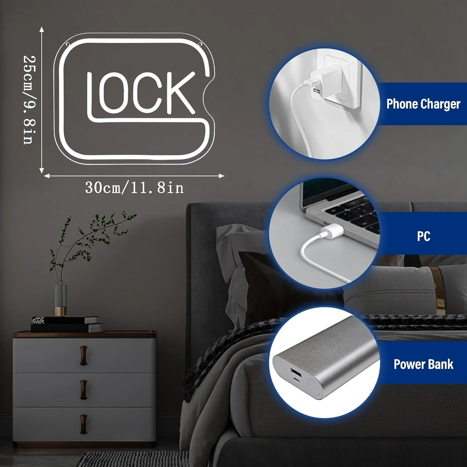 Lock Neon Signs for Wall Decor,Dimmable Game Neon Light for Gamer,Usb Powered Gaming Lights for Man Cave Bedroom Game Room Bar Birthday Gifts(9.8 * 11.8in)