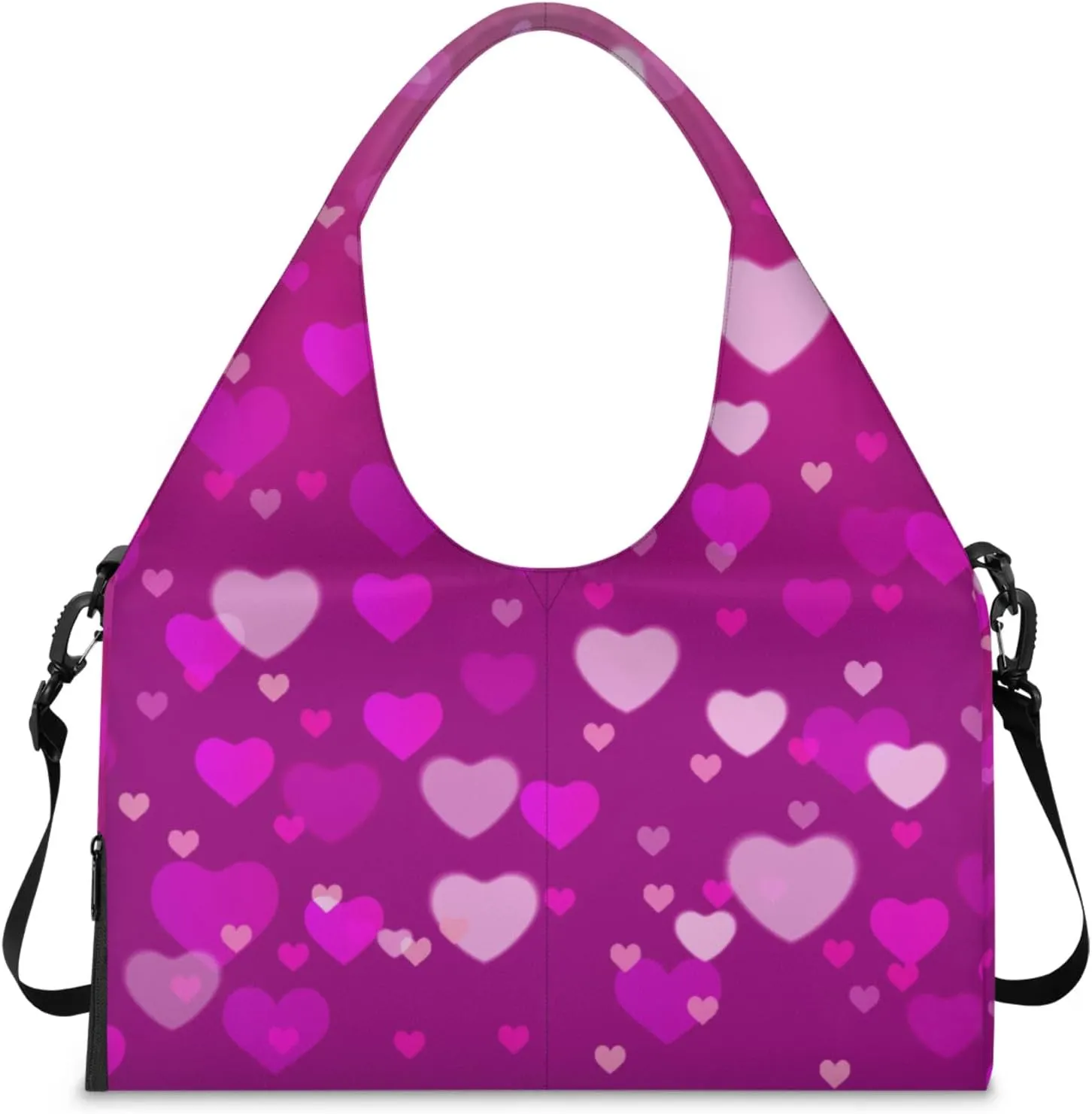 Loves Hearts Style Gym Bag Yoga Mat Tote for Women with Shoes Compartment Lightweight Duffle Travel Carrier Wet Dry Storage Pockets Adjustable Pilates Mats Shoulder Bags for Sport Swim