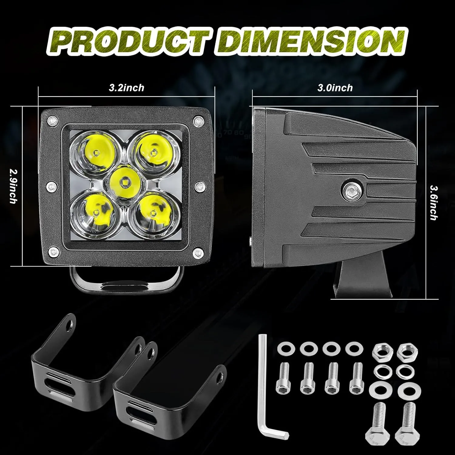 LTEPDCHEW 3 Inch LED Cube Pod Light 2PCS 100W CREE Offroad Driving Light IP68 Waterproof Spot Backup Work Light Bar Ditch Lights for Jeep Pickup Toyota Ford Motorcycle ATV UTV Boat
