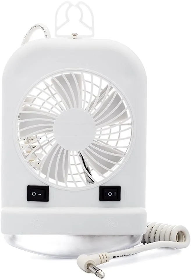 Lumitronics RV Portable 12V LED Interior Bunk Light and 2-Speed Personal Fan Combo - Quiet Motor - Reading Light with Extendable 8-Foot Cord - On/Off Switch - Mounting Brackets Included