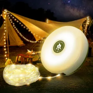 Luvan Camping String Lights, 2 in 1 Camping Essentials Gear with 8 Adjustable Modes, LED Camp Lantern Rechargeable, 2000mAh IPX4 Portable Tent Lights for AWN Tent,Hiking,Yard Garden,Christmas Decor