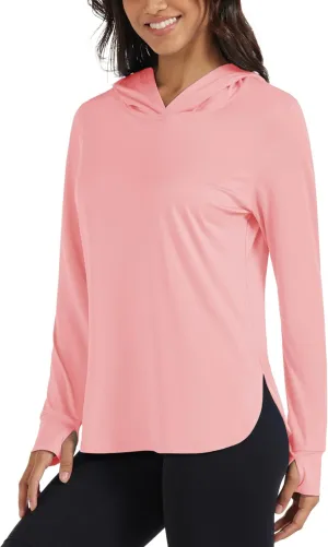MAGCOMSEN Women's UPF 80  Quick Dry Sun Protection Hoodie Lightweight SPF Long Sleeve Rashguard with Thumb Hole