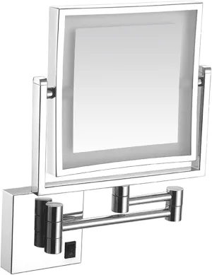 Makeup Mirror with Lights, Square LED Wall Mounted Double Sided 1X/3X Magnifying Mirror 360 Rotation Extension Bathroom Mirror,Brass,USB (Color : Silver, Size : USB)