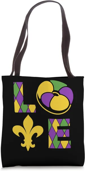 Mardi Gras Love Letters Fleur De Lys Mardi Gras Cake Tote Bag