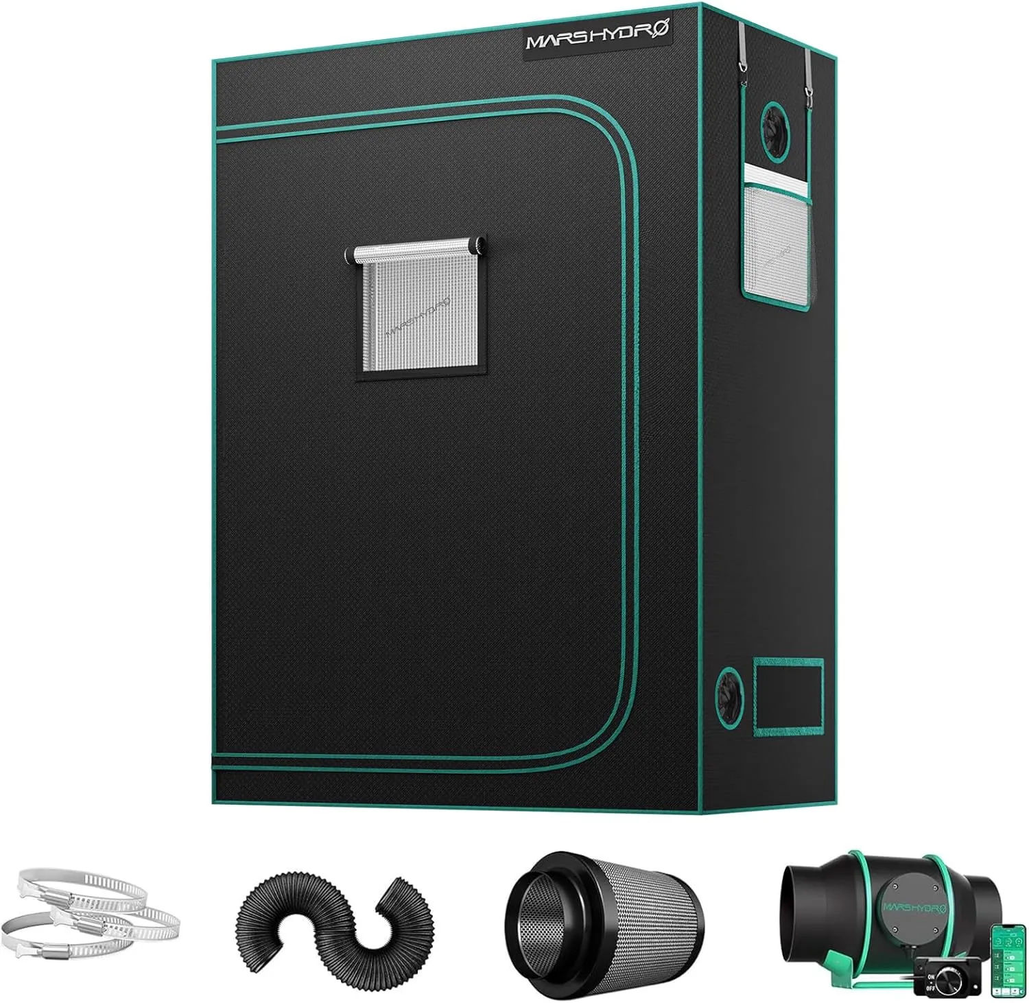 MARS HYDRO 4x2x6 Grow Tent (48"x24"x71") & iFresh 6 Inch Smart Inline Fan Combo Kit, Indoor Plant Growing Set, Maximizes Plant Yield in Hydroponics or Indoor Gardening
