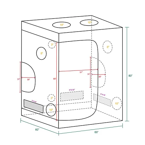 MARS HYDRO TS 3000 LED Grow Light with 5x5 Grow Tent, 60"x60"x80" for Indoor Plant Growing
