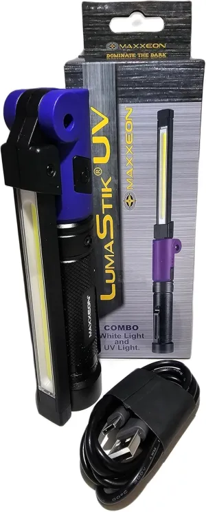 MAXXEON MXN01024 WorkStar LumaStik Combo Ulta-Violet (UV) and White Beam Inspection Light, 800 Lumen