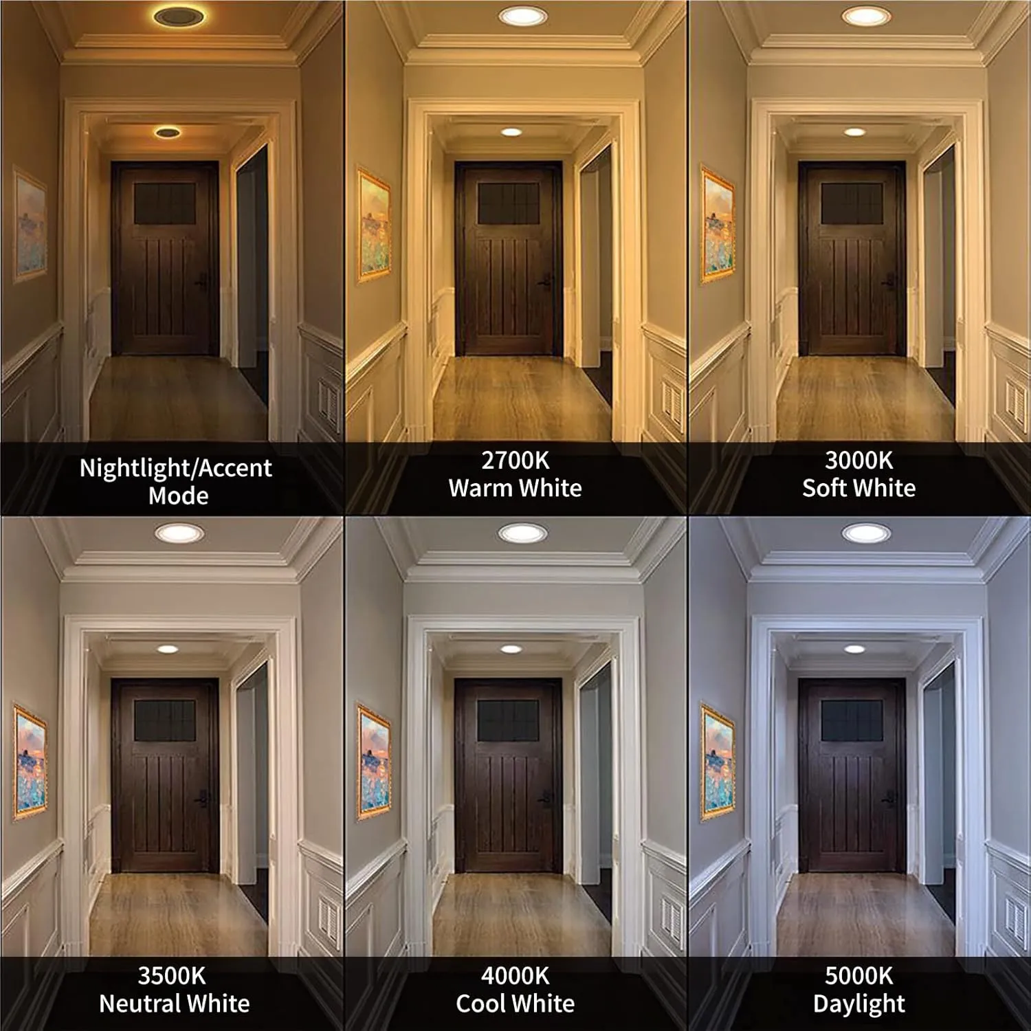 Meconard 4 Pack 4 Inch 5CCT LED Canless Recessed Lighting with Night Light, 2700K/3000K/3500K/4000K/5000K Selectable Ultra-Thin LED Ceiling Lights, 9W=75W, 750LM, Dimmable Wafer Downlight ETL&FCC