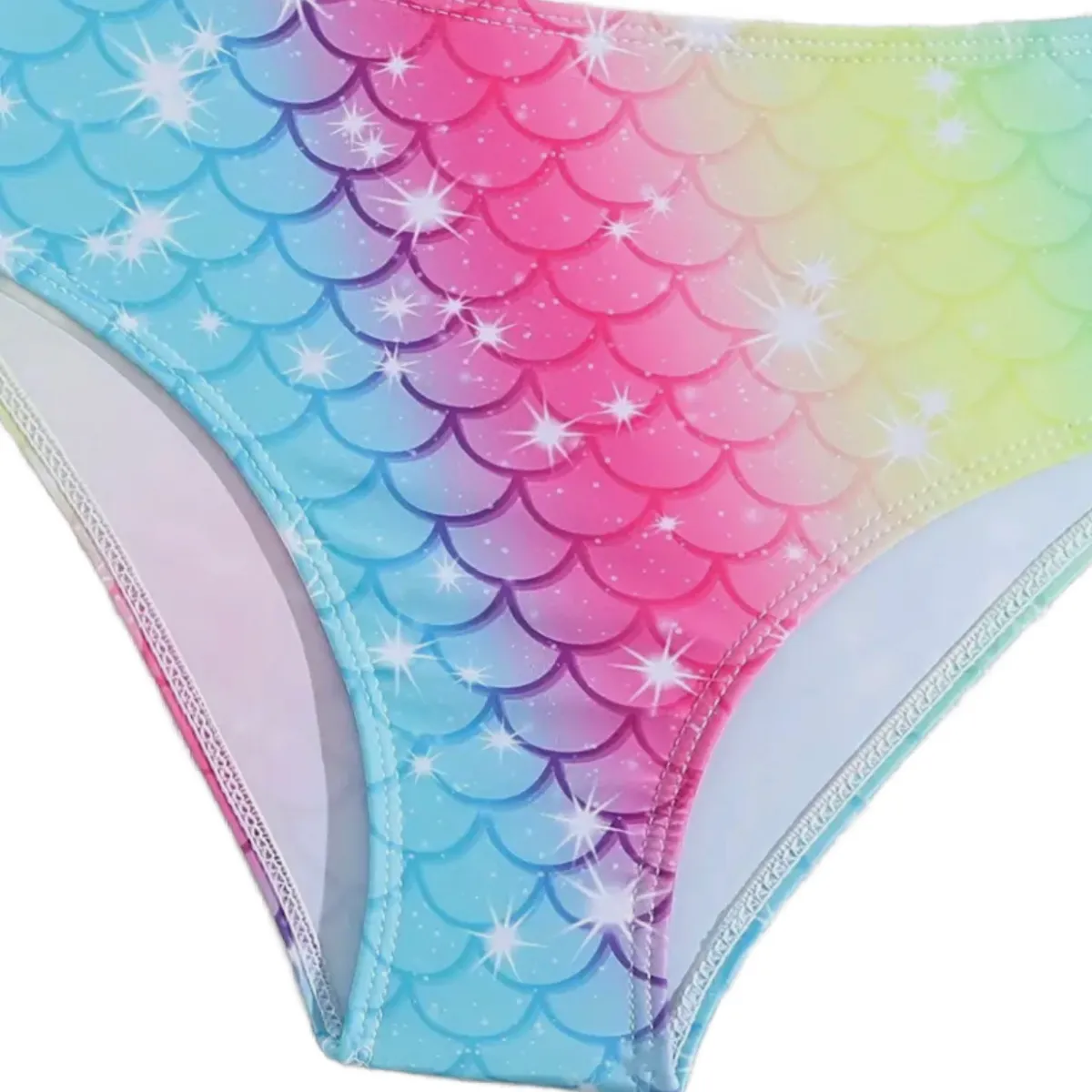 Mermaid 2pc Tankini Swimwear Ruffled Bathing Swimsuit Adjustable Straps New