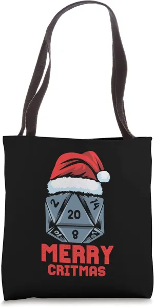 Merry Critmas D20 Tabletop RPG Gamer - Funny Christmas Tote Bag