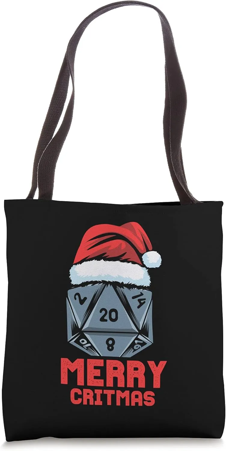 Merry Critmas D20 Tabletop RPG Gamer - Funny Christmas Tote Bag