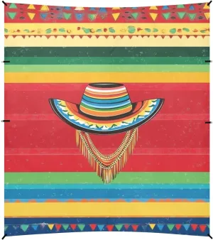 Mexican Style Cinco De Mayo Necklaces Mexican Serape Poncho Foldable Beach Canopy UPF50 Water-Resistant Large Sun Shelter with Sandbags & Sand Shovel for Camping, Fishing, Backyard Fun