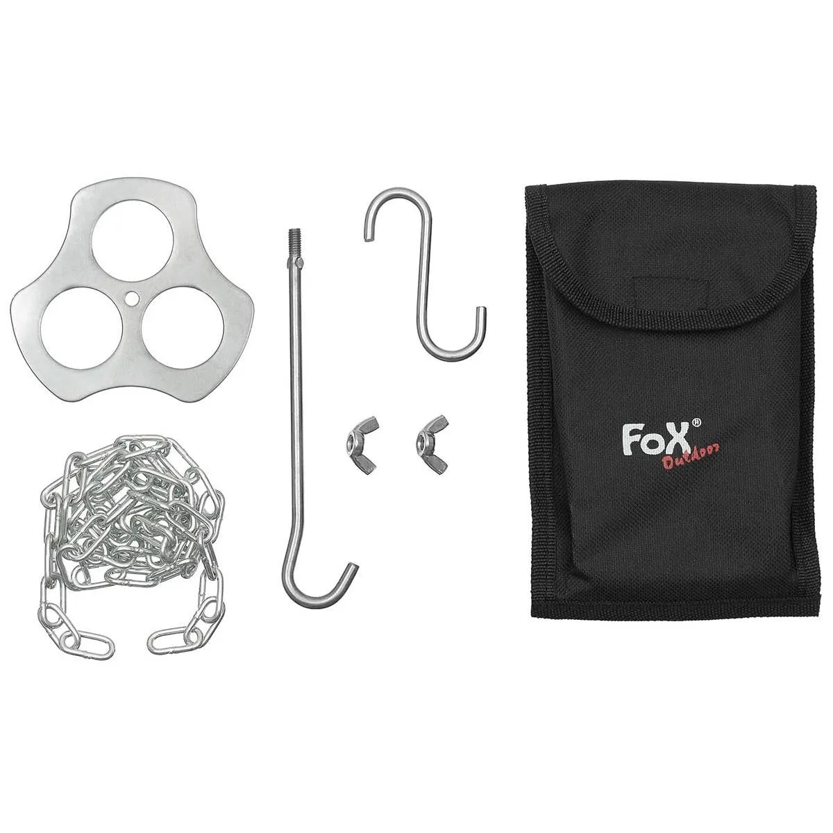 MFH Camping tripod pot holder cast chain outdoor cooking campfire portable stand