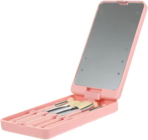 Mikinona Led Touch Makeup Mirror Brush 5-Piece Folding Cosmetic Mirror Set for Travel and Daily Use