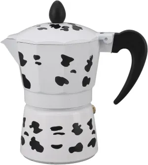 Milk Cow Color Mooka Pot Aluminum Coffee Pot Aluminum Mooka Pot Coffee Maker for Home Cafe Outdoor Activities Camping Travel (3 Cups 150ML)