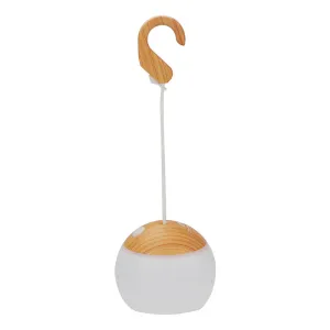 Modern, minimalist, hanging USB rechargeable LED camping tent light for outdoor use