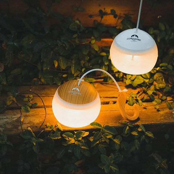 Modern, minimalist, hanging USB rechargeable LED camping tent light for outdoor use