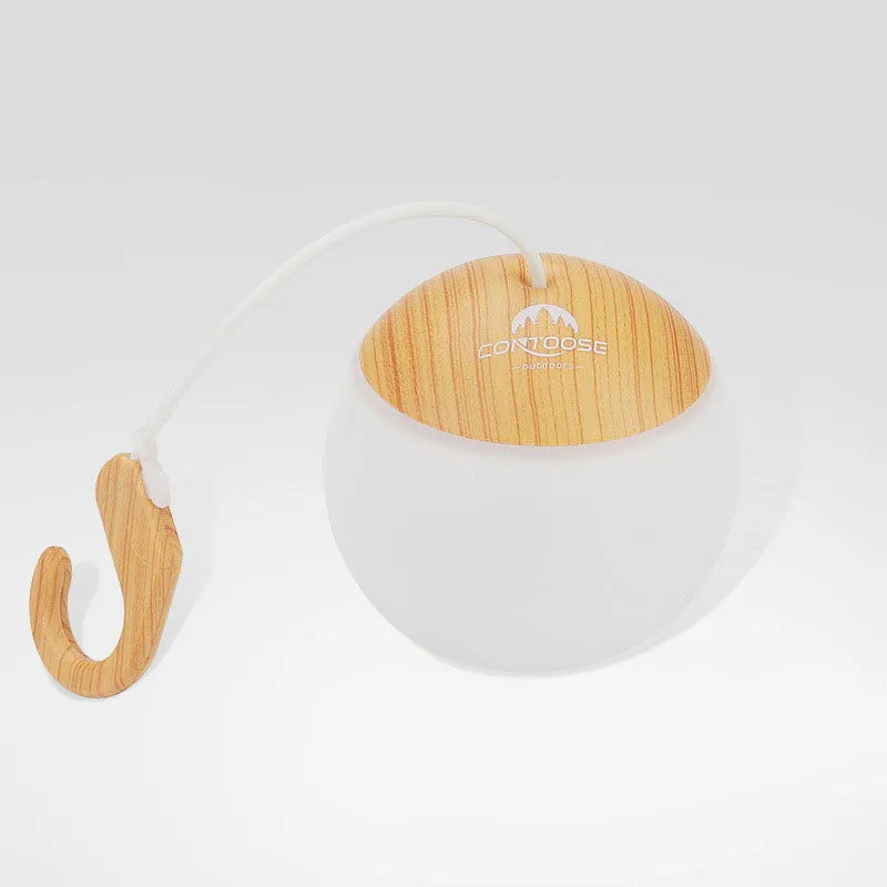 Modern, minimalist, hanging USB rechargeable LED camping tent light for outdoor use