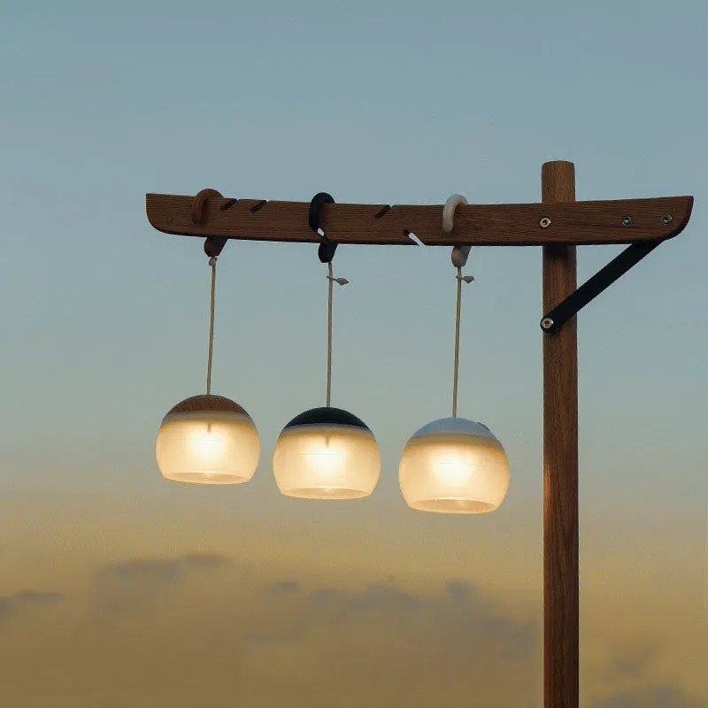 Modern, minimalist, hanging USB rechargeable LED camping tent light for outdoor use