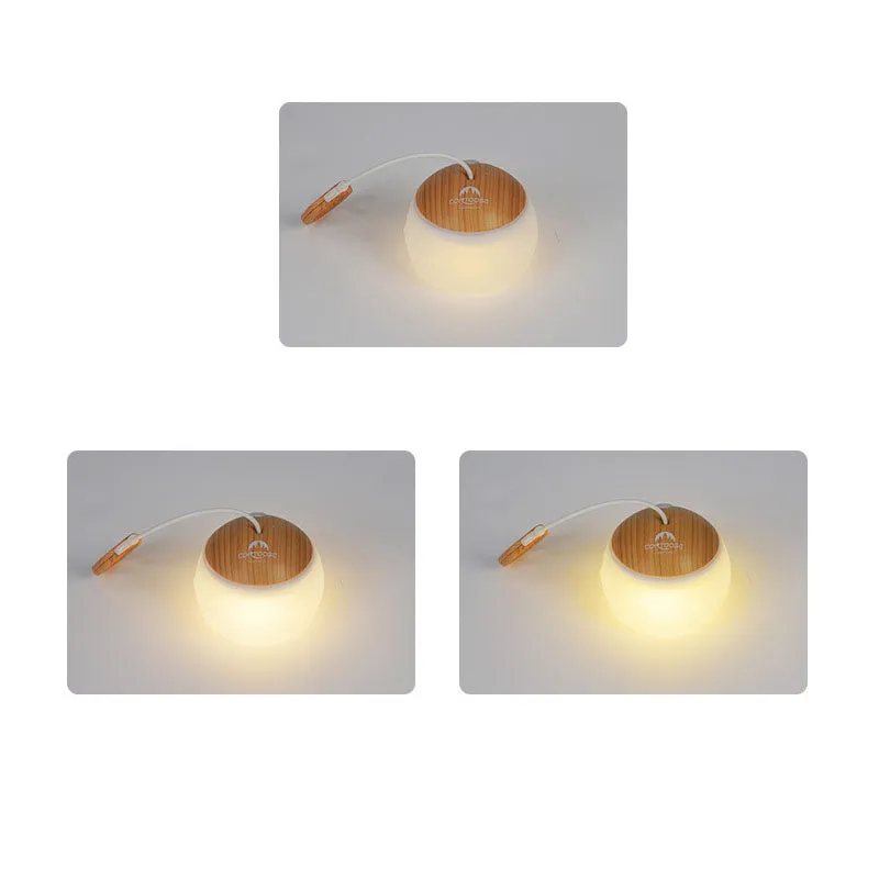 Modern, minimalist, hanging USB rechargeable LED camping tent light for outdoor use