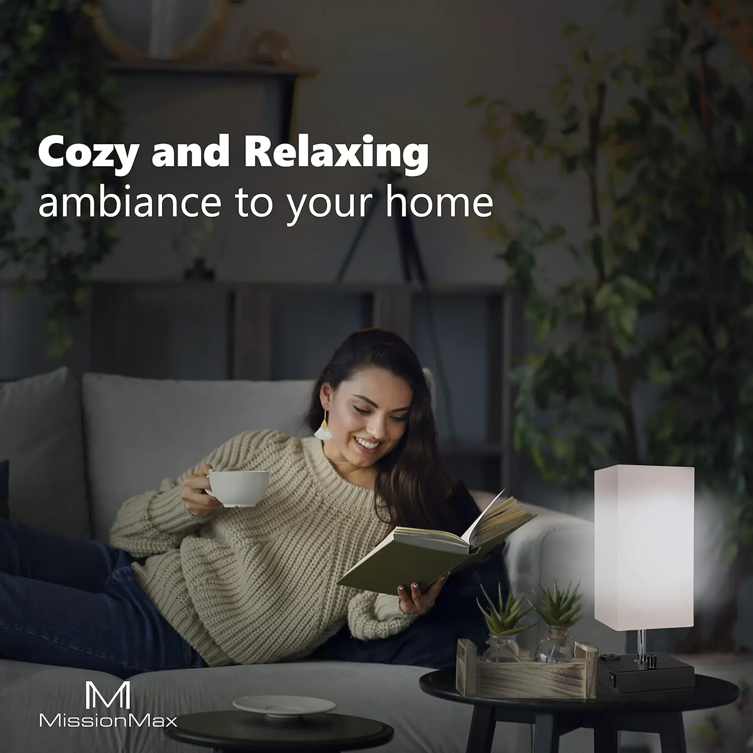 Modern Table Lamp White Small 100% Dimmable with 2 Fast Charge USB Ports & Grounded Outlet. Great Table Lamps for Bedroom, Nightstand, Office, Living Room and More. Perfect Bedside Lamp