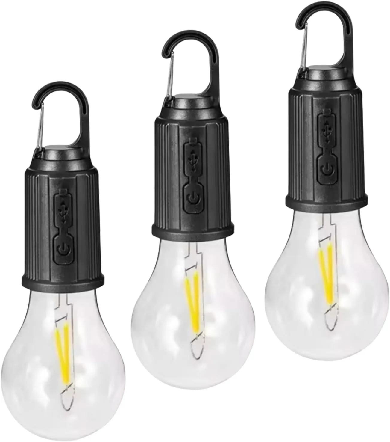 MODOAO LED Bulbs Tent Lights Rechargeable Portable Led Camping Light Fast Charge 3 Mode Lighting Warm White for Outdoor Camping (3 Pcs, T01)