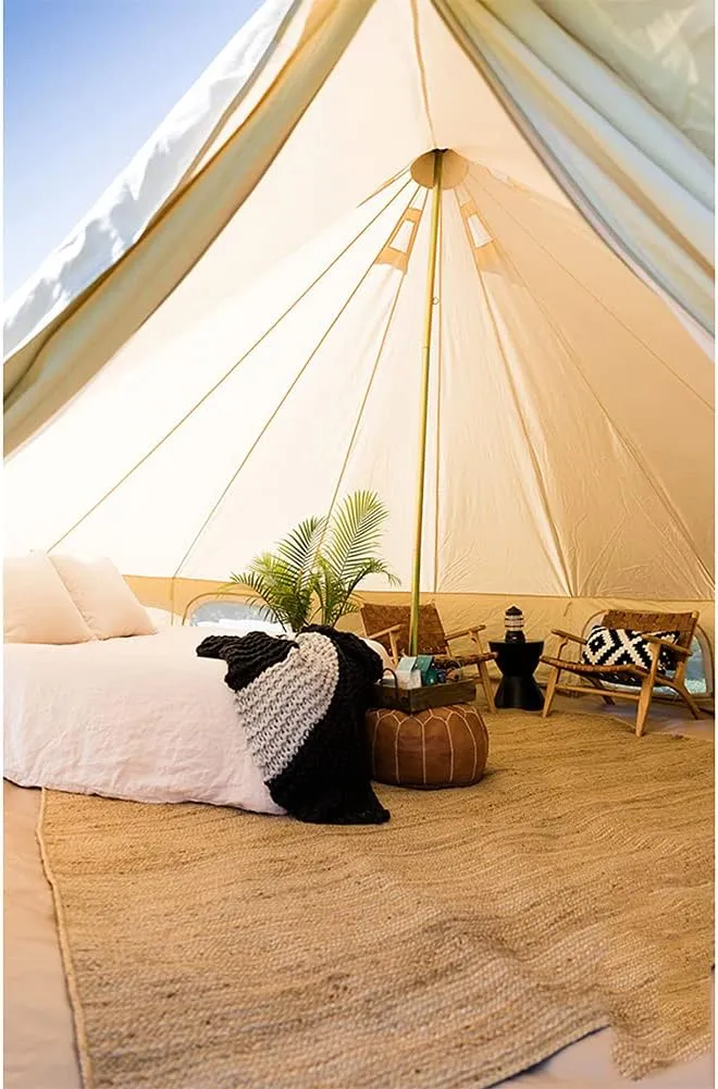 Mongolia Yurt Bell Tent Large Camping Tent 5-8 Persons Outdoor Indian Bell Tent Family Tents for Family Self-Driving Travel Hiking Made from Breathable Cotton Canva