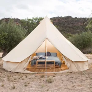 Mongolia Yurt Bell Tent Large Camping Tent 5-8 Persons Outdoor Indian Bell Tent Family Tents for Family Self-Driving Travel Hiking Made from Breathable Cotton Canva