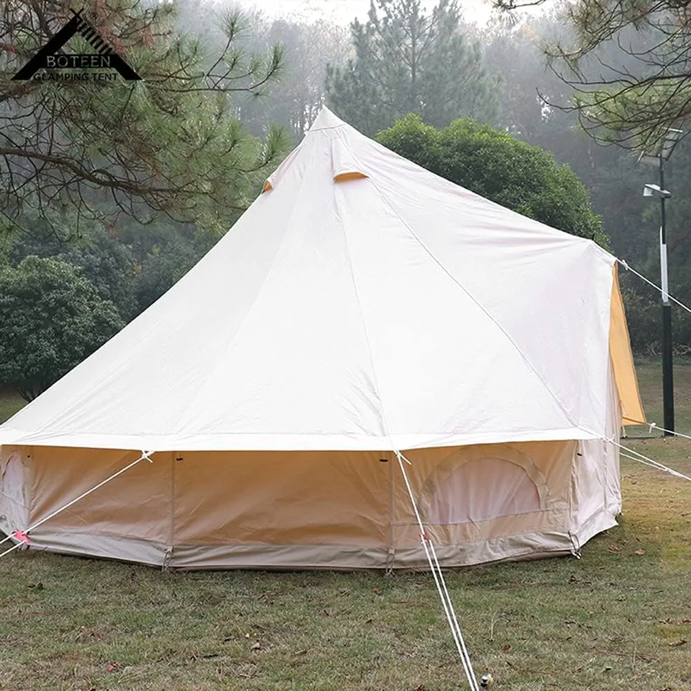 Mongolia Yurt Bell Tent Large Camping Tent 5-8 Persons Outdoor Indian Bell Tent Family Tents for Family Self-Driving Travel Hiking Made from Breathable Cotton Canva