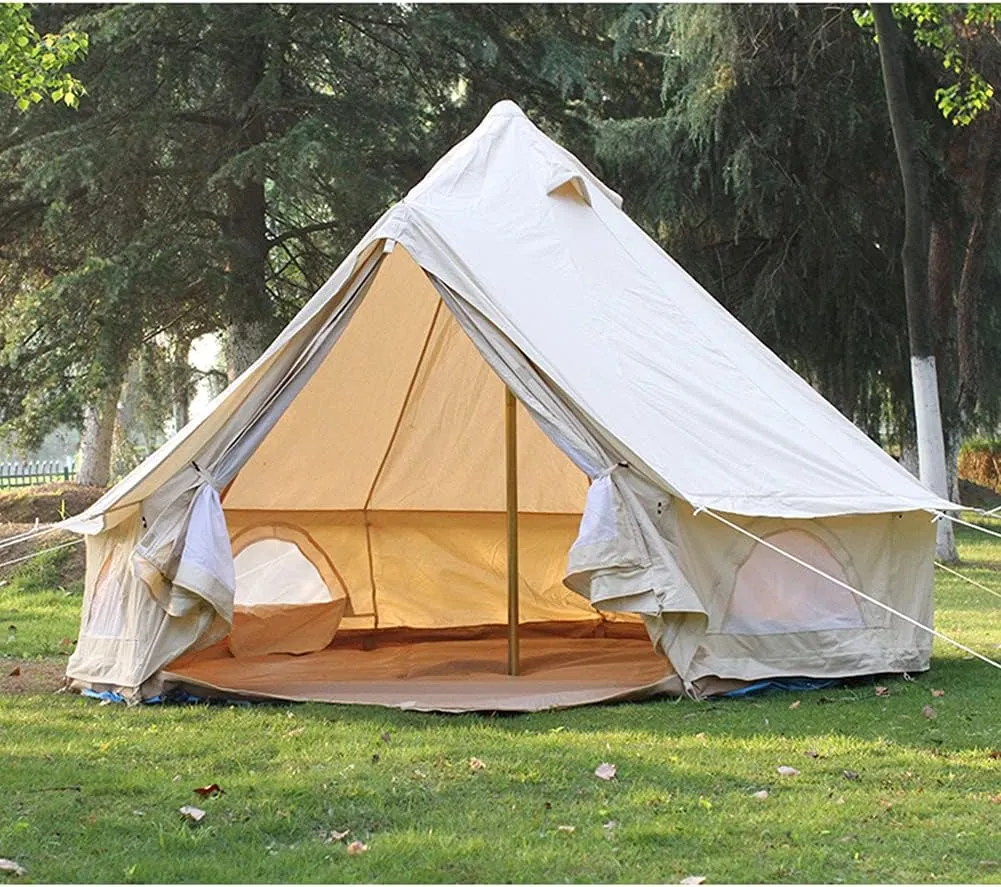 Mongolia Yurt Bell Tent Large Camping Tent 5-8 Persons Outdoor Indian Bell Tent Family Tents for Family Self-Driving Travel Hiking Made from Breathable Cotton Canva