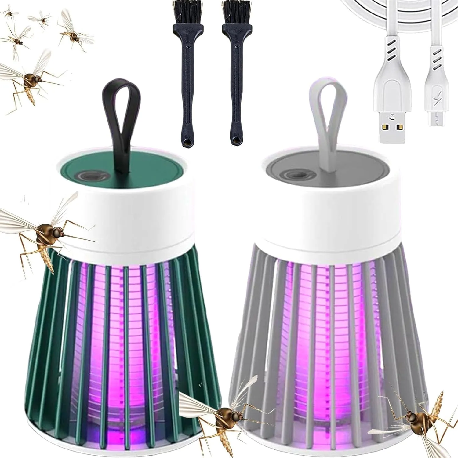 Mosqishock Mosquito Lamp,2025 Upgrade Mosqishock 2 in 1 Portable Cordless Outdoor Waterproof Camping Lamp,USB Rechargeable Lighting Mute