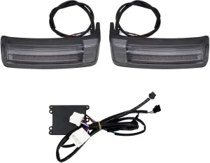 Motorcycle LED Saddlebag Light Tail Running Brake Turn Signal Lamp Fit for Harley Touring Street Electra Glide Road Glide King Ultra Limited CVO 1997-2013 (Black Housing Grey Lens)