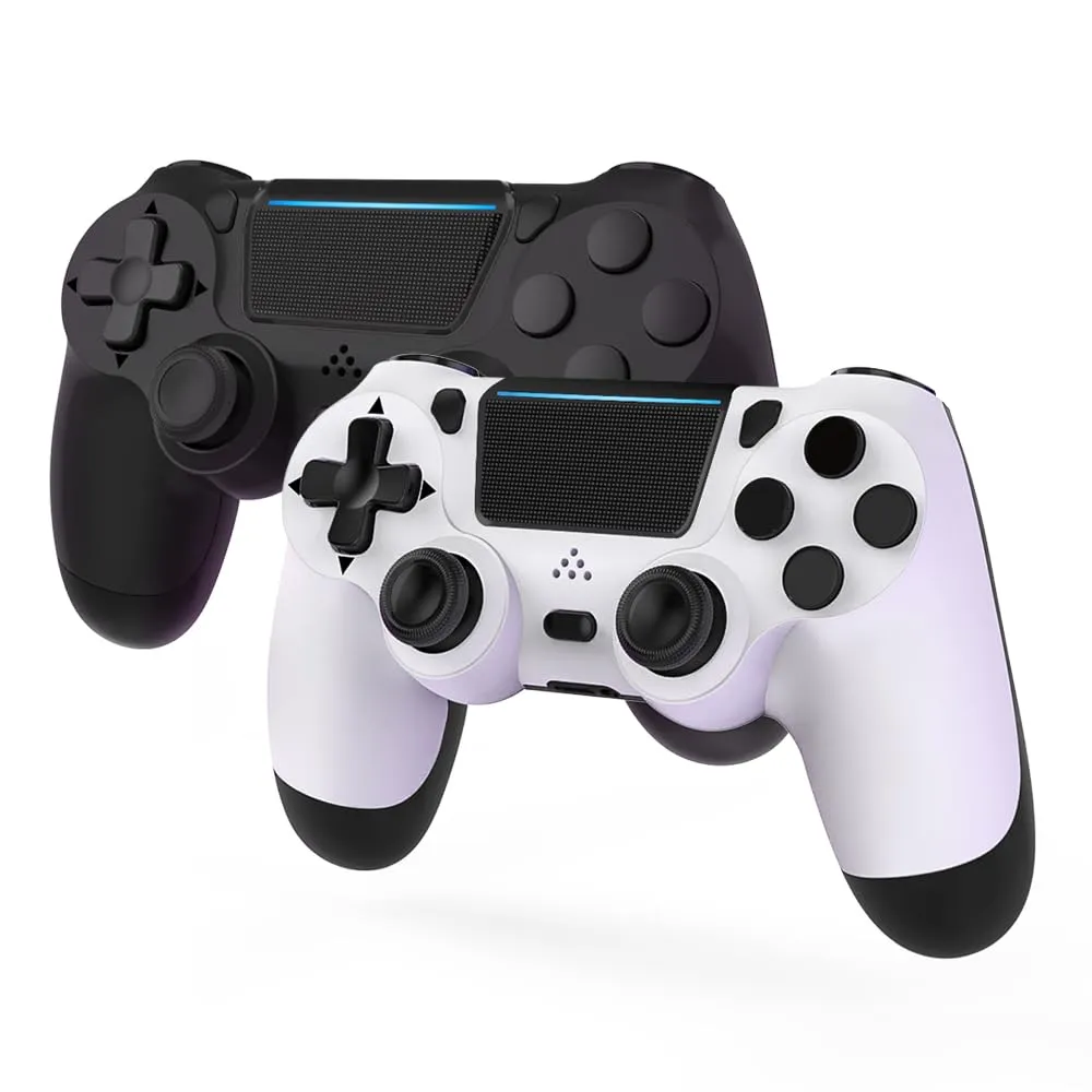 MOVONE Wireless Controller Dual Vibration Game Joystick Controller for Ps4 Controller/Slim/Pro,Compatible with PS4 Console (1*white 1*black)