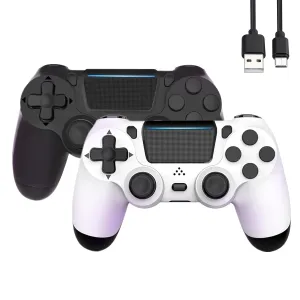 MOVONE Wireless Controller Dual Vibration Game Joystick Controller for Ps4 Controller/Slim/Pro,Compatible with PS4 Console (1*white 1*black)