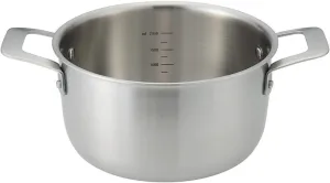 MUJI 82219944 Stainless Aluminum All-Over Three Layer Steel Double Handed Pot, Approx. 1.2 gal (3.0 L) / Width 12.4 x Height 4.3 inches (31.5 cm) x Height 4.3 inches (11 cm), Silver