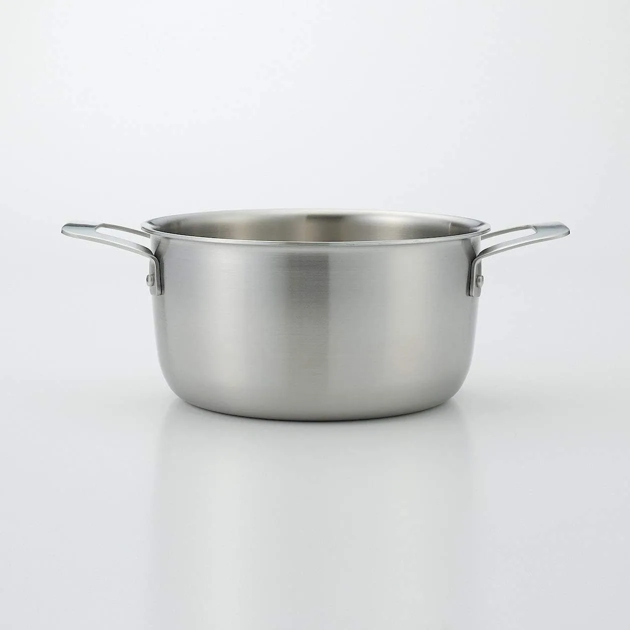 MUJI 82219944 Stainless Aluminum All-Over Three Layer Steel Double Handed Pot, Approx. 1.2 gal (3.0 L) / Width 12.4 x Height 4.3 inches (31.5 cm) x Height 4.3 inches (11 cm), Silver