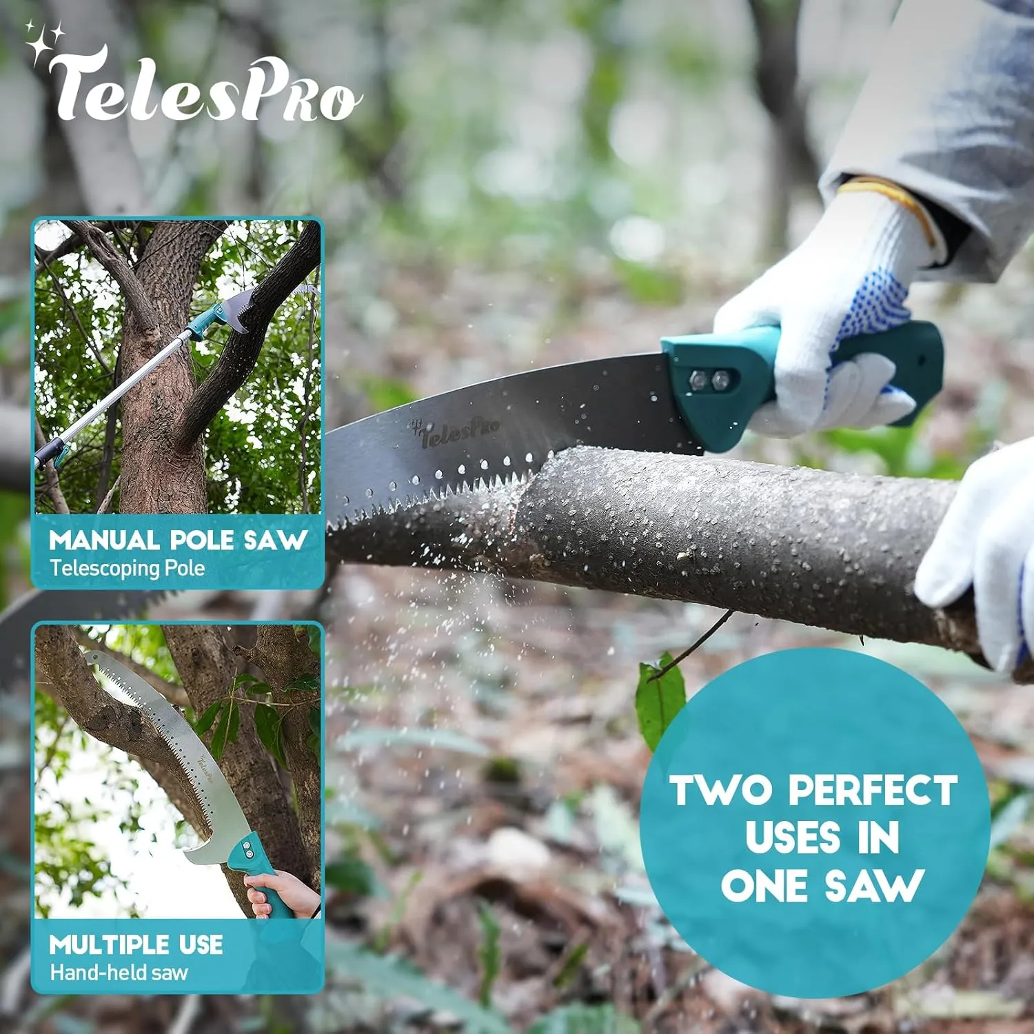 Multi-Purpose Handheld Pruning Saw - 16-Inch Blade, Compatible with Standard US Acme Thread Poles (Pole Sold Separately), Ideal for Tree Trimming