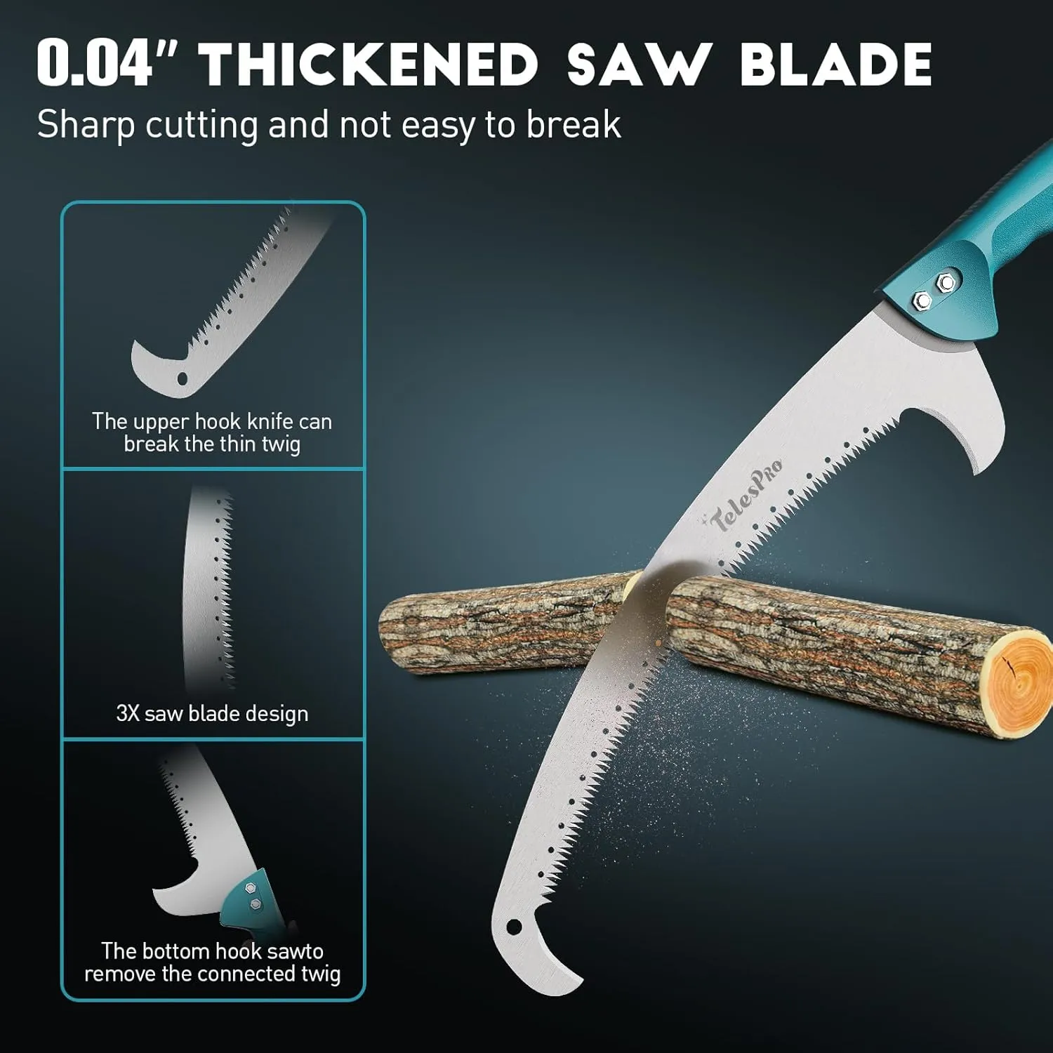 Multi-Purpose Handheld Pruning Saw - 16-Inch Blade, Compatible with Standard US Acme Thread Poles (Pole Sold Separately), Ideal for Tree Trimming