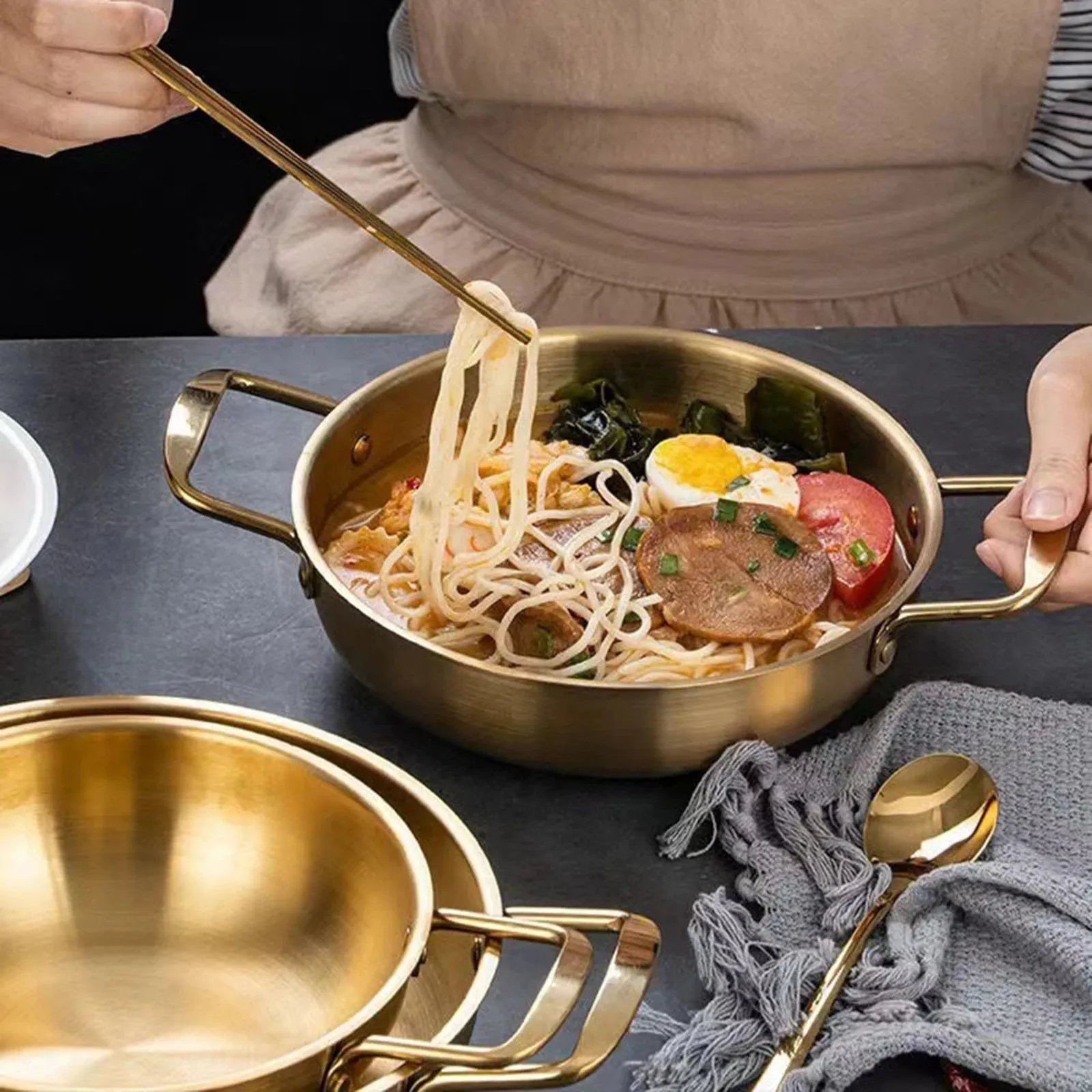 Multipurpose Fast-Heating Double-Ear Ramen Stockpot Pan