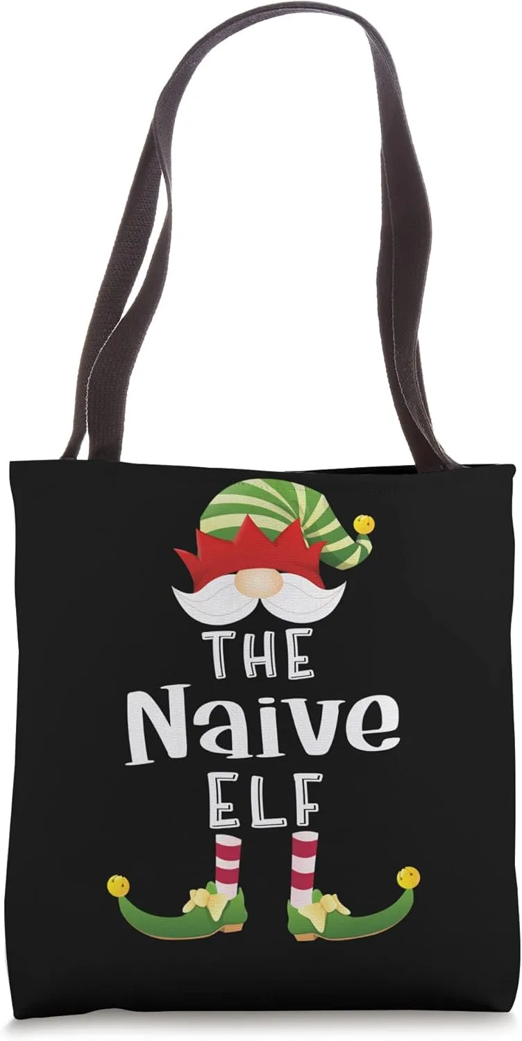 Naive Elf Group Christmas Funny Pajama Party Tote Bag